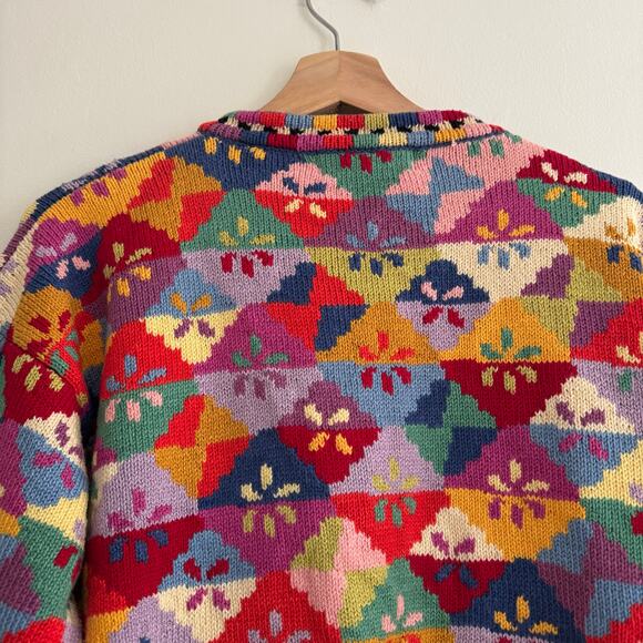 CHRISTINE FOLEY VTG Geometric Red Cardigan Sweater Size Medium - Picture 3 of 5